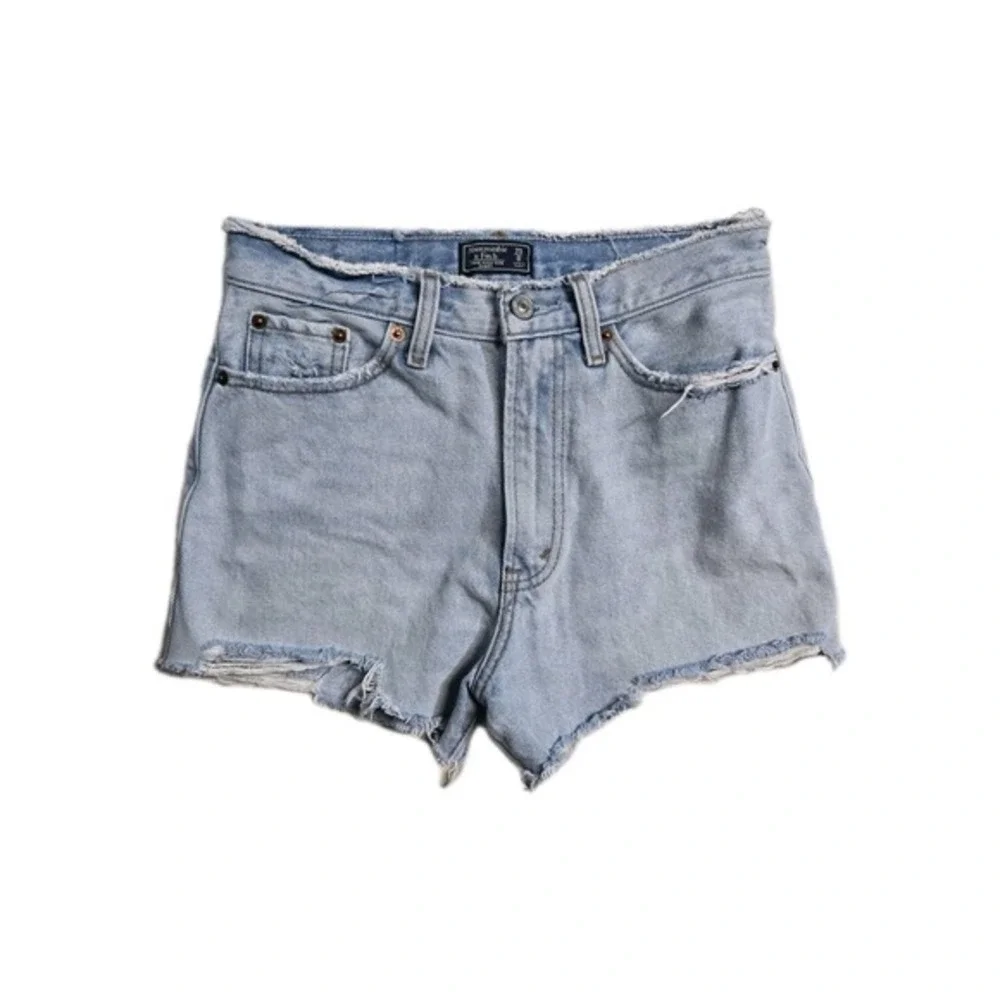 Abercrombie Fitch Women's Denim Shorts 25 0 Cut‎ Off Annie Hi-rise Short Blue